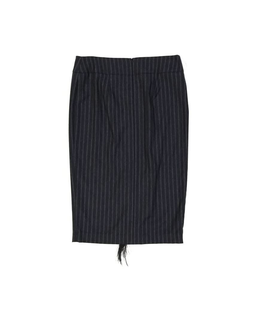 Brunello Cucinelli Gray Virgin Wool Midi Skirt Skirts