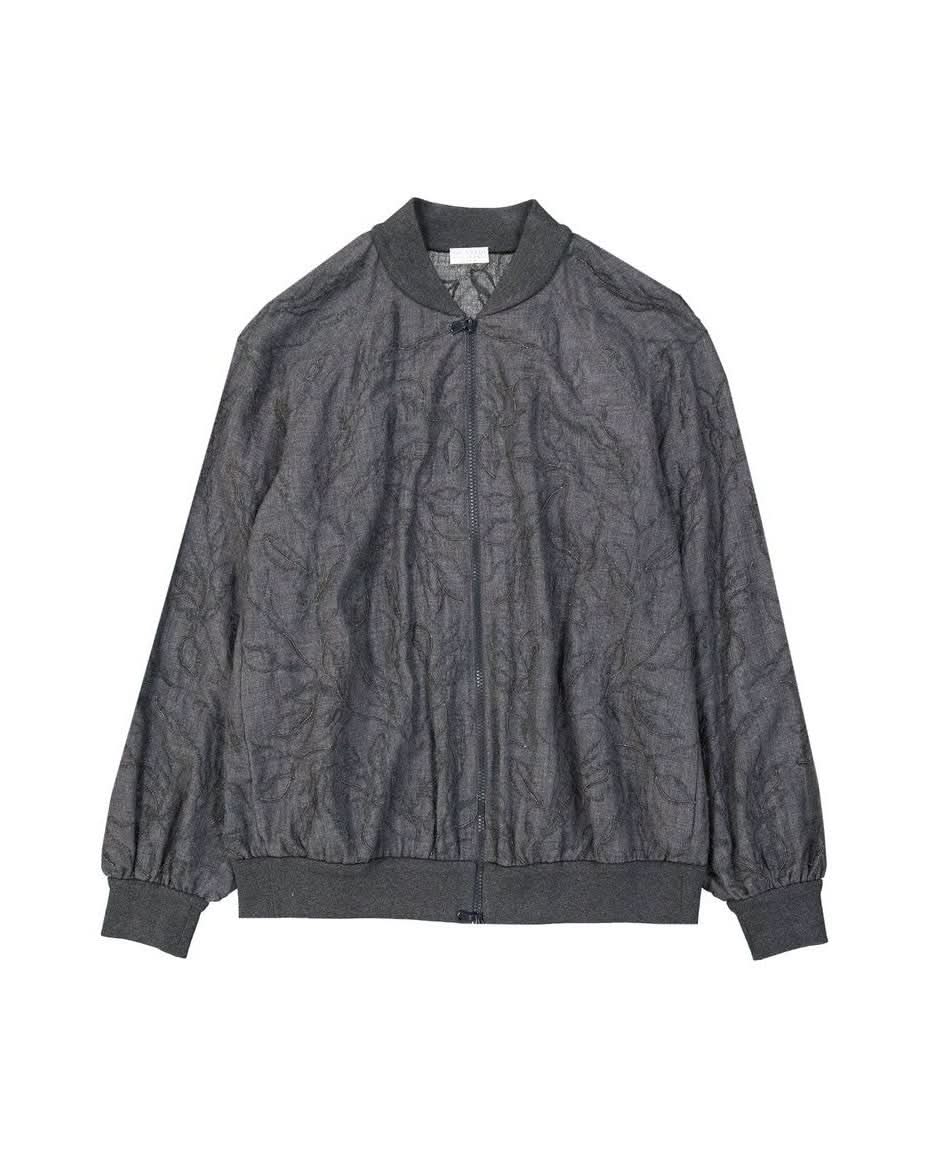 Brunello Cucinelli Gray Wool Virgin Bomber Coats & Jackets