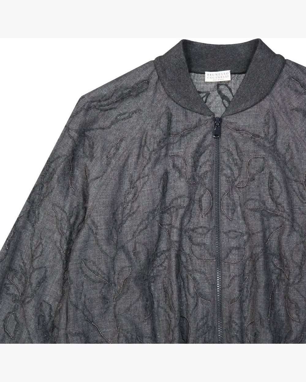 Brunello Cucinelli Gray Wool Virgin Bomber Coats & Jackets