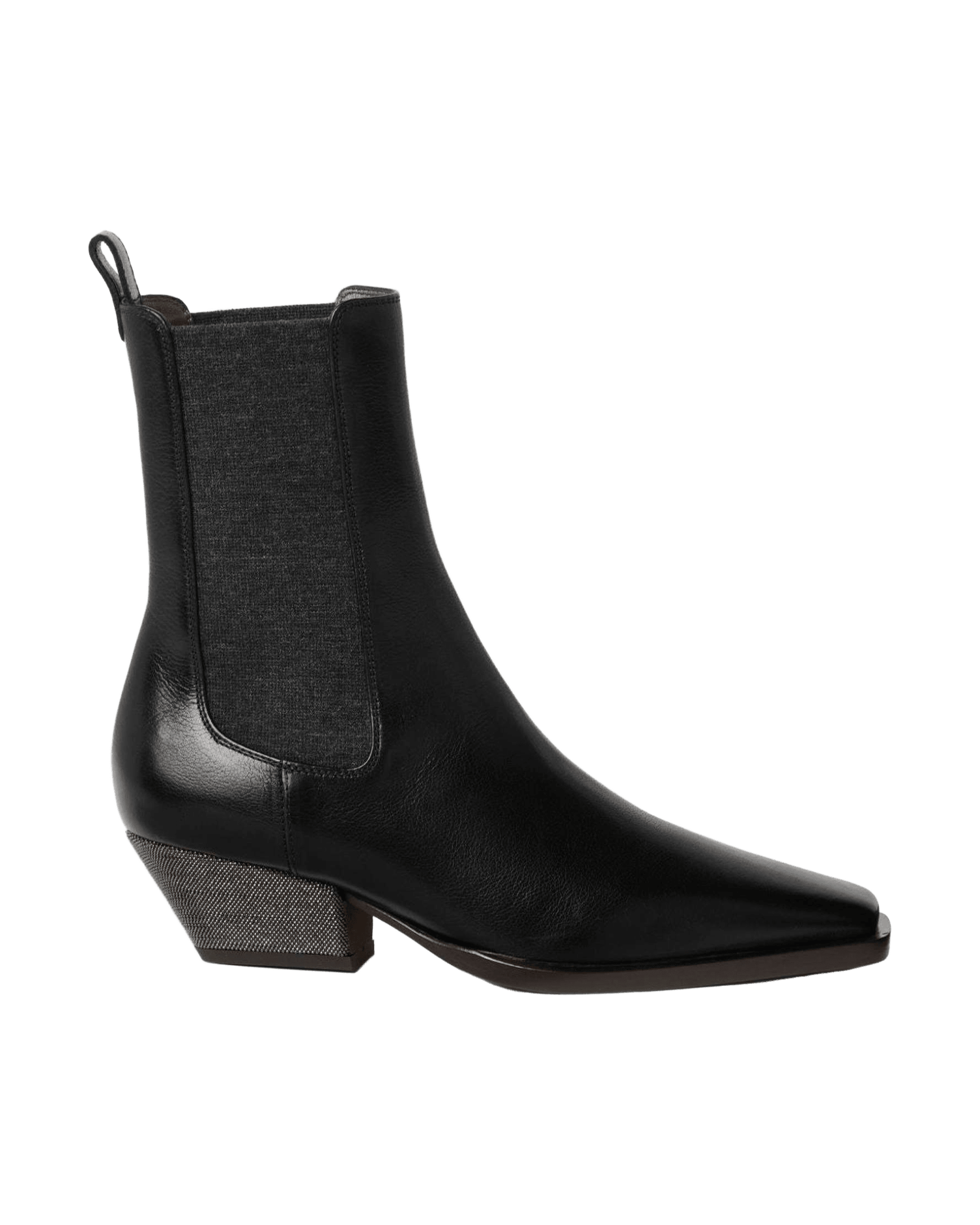 Brunello Cucinelli Leather Classic Chelsea Boot With Precious Block Heels Glam Steals