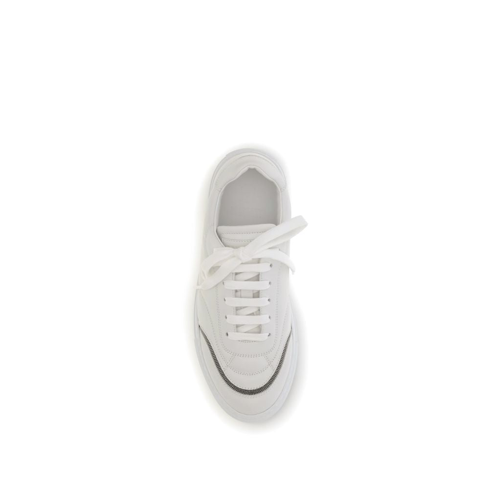 Brunello Cucinelli Leather Sneakers with Shiny Details Glam Steals