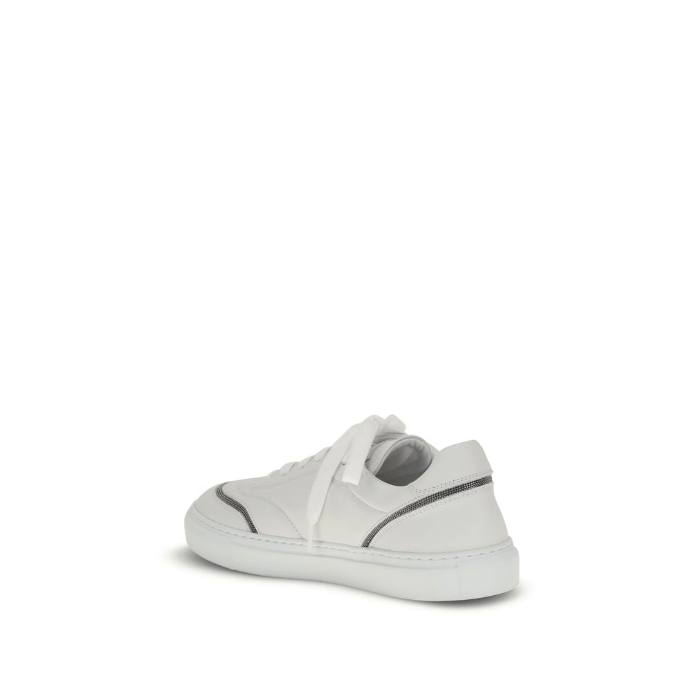 Brunello Cucinelli Leather Sneakers with Shiny Details Glam Steals