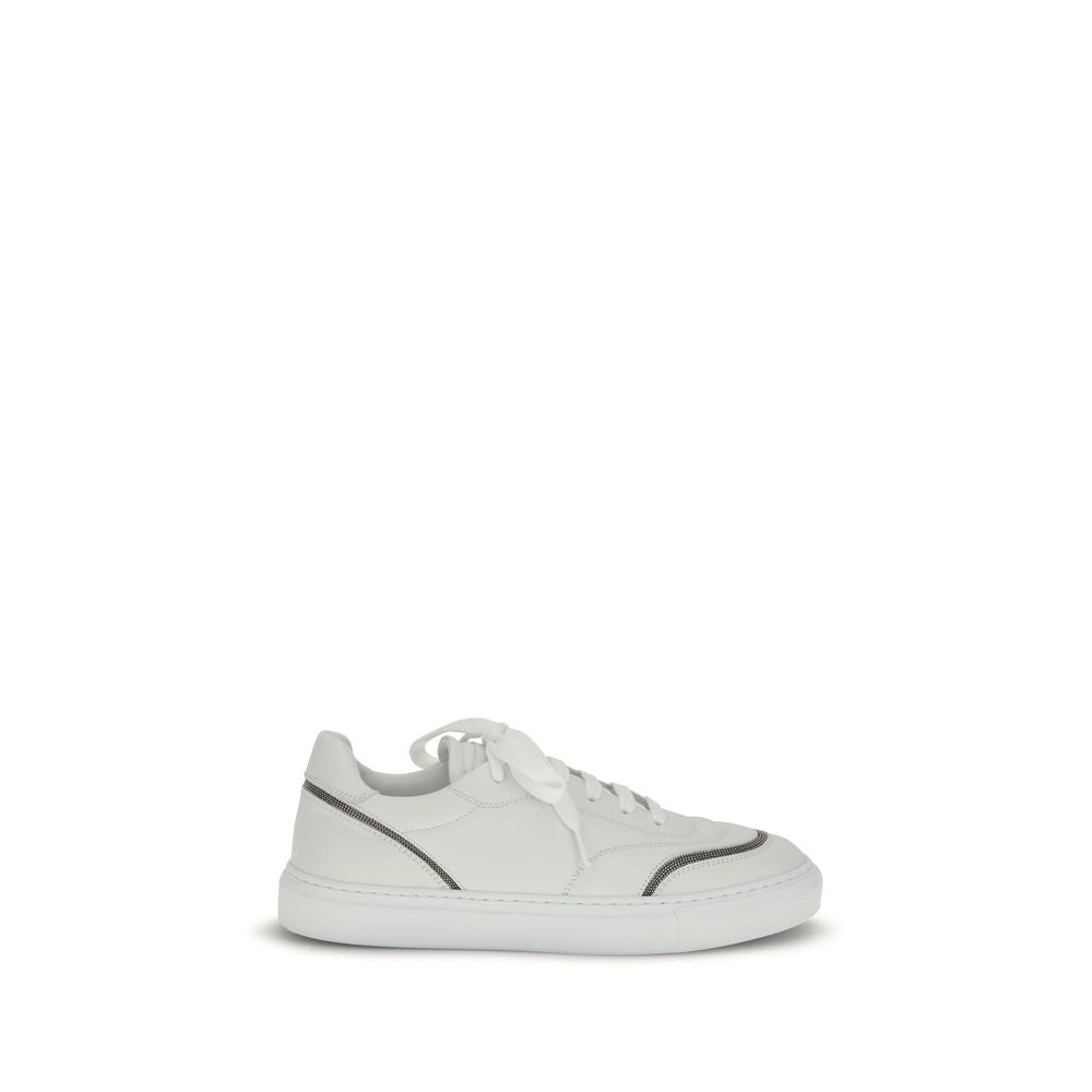 Brunello Cucinelli Leather Sneakers with Shiny Details Glam Steals
