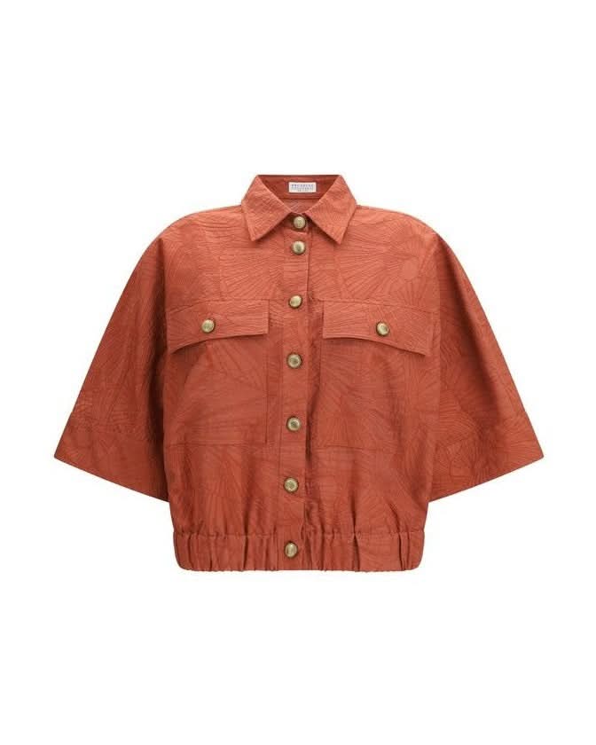Brunello Cucinelli Orange Cotton Shirt Glam Steals