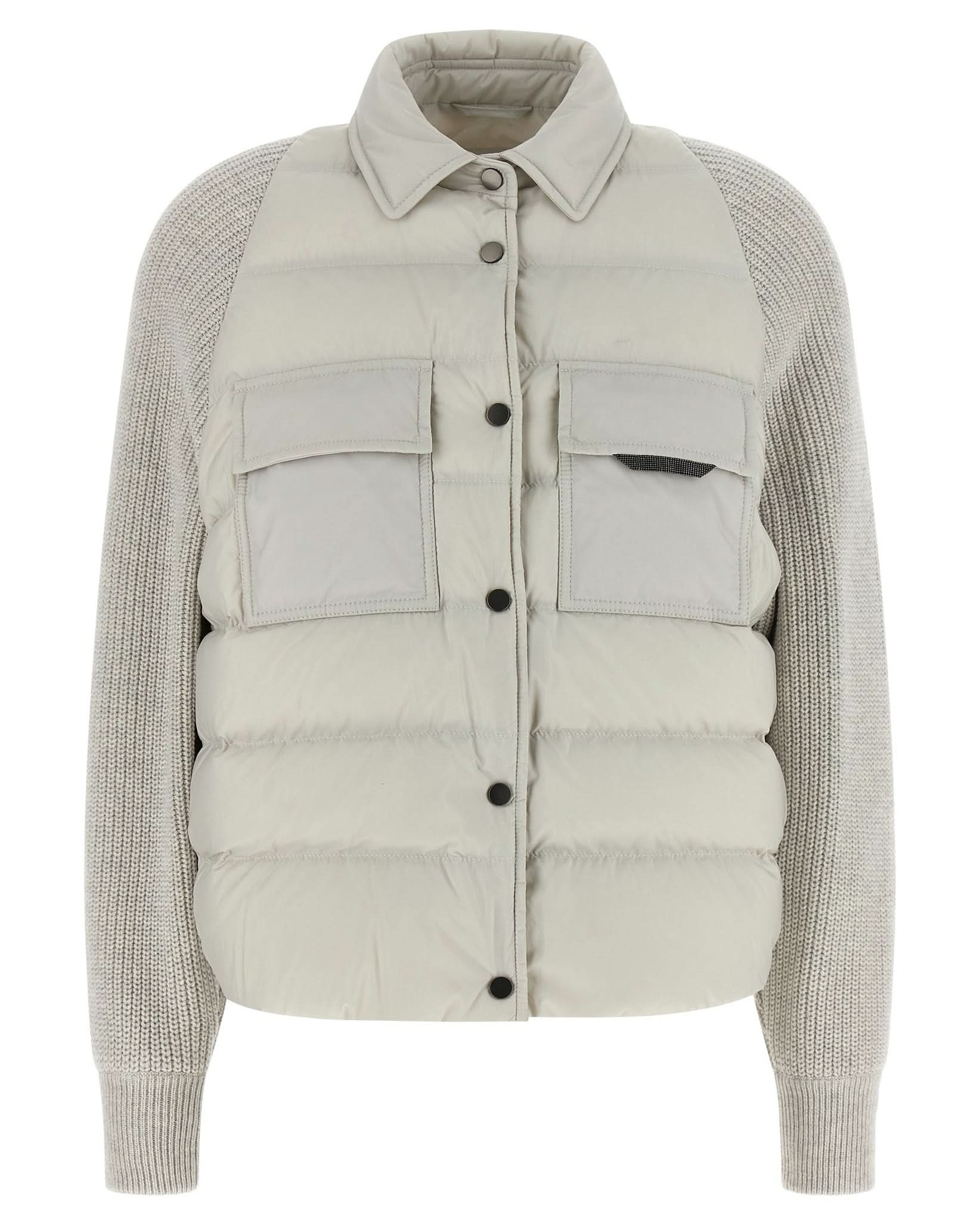 Brunello Cucinelli Shiny Flap Detail Down Jacket Glam Steals