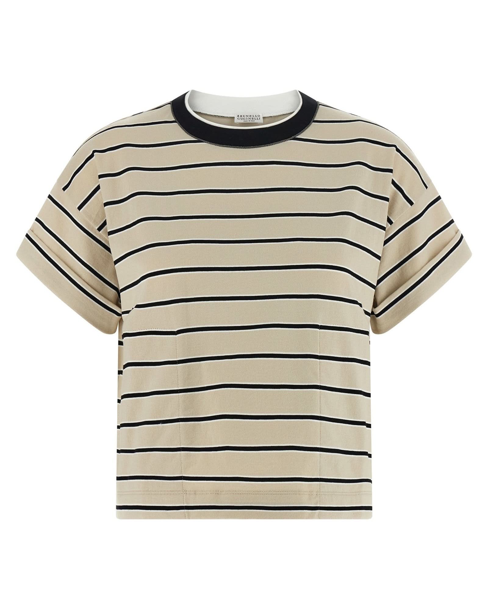 Brunello Cucinelli Shiny Trims T-shirt Glam Steals