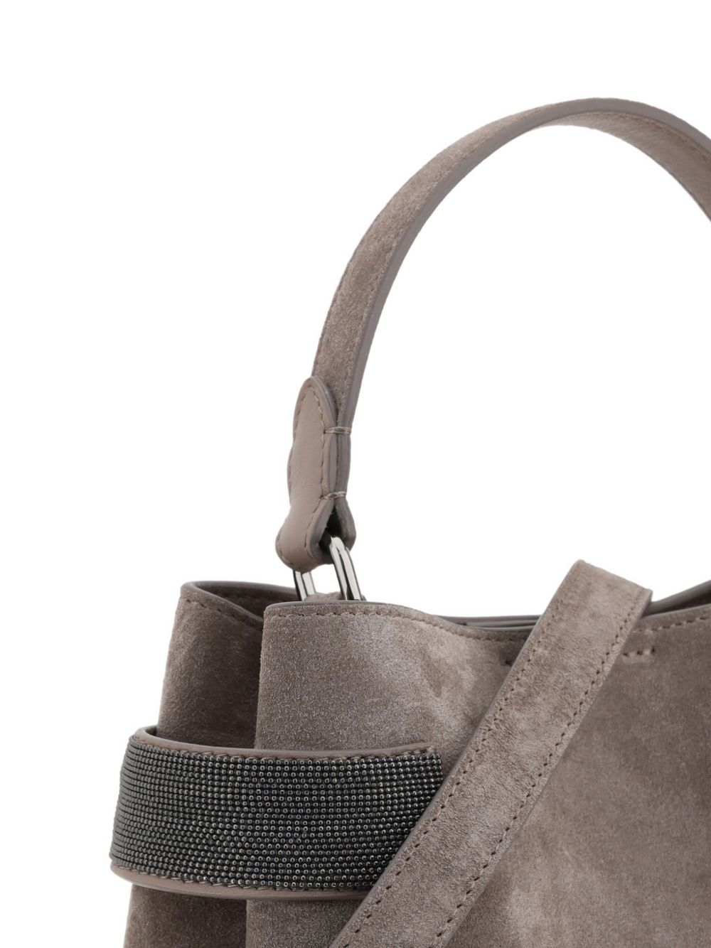 Brunello Cucinelli Suede Essence Small Top Handle Bag with Precious Bands Glam Steals