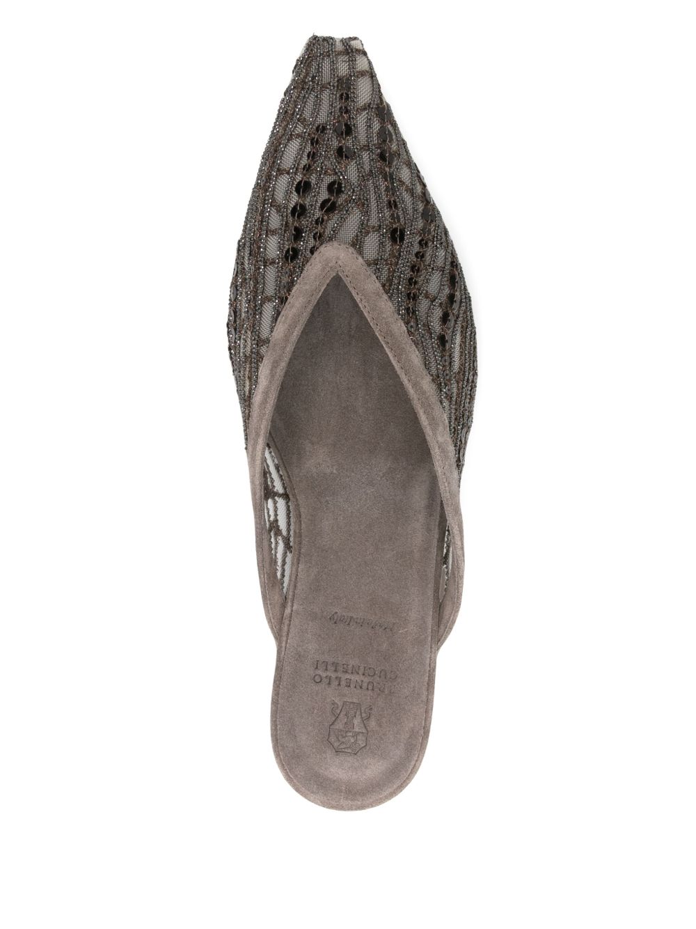 Brunello Cucinelli Suede Flats Glistening Abstract Embroidery Glam Steals