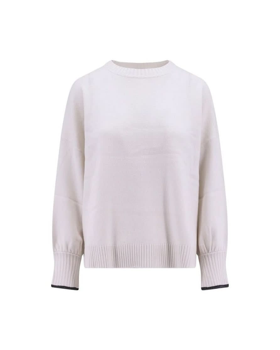 Brunello Cucinelli White Cashmere Sweater Sweaters