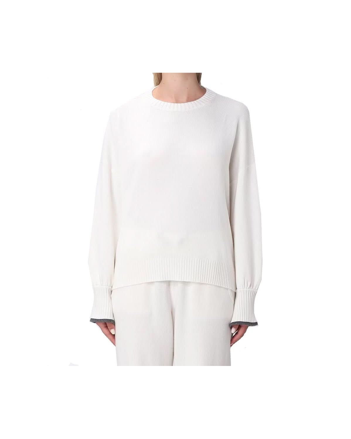 Brunello Cucinelli White Cashmere Sweater Sweaters