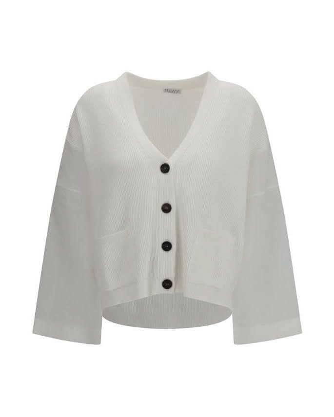 Brunello Cucinelli White Cotton Cardigan Glam Steals