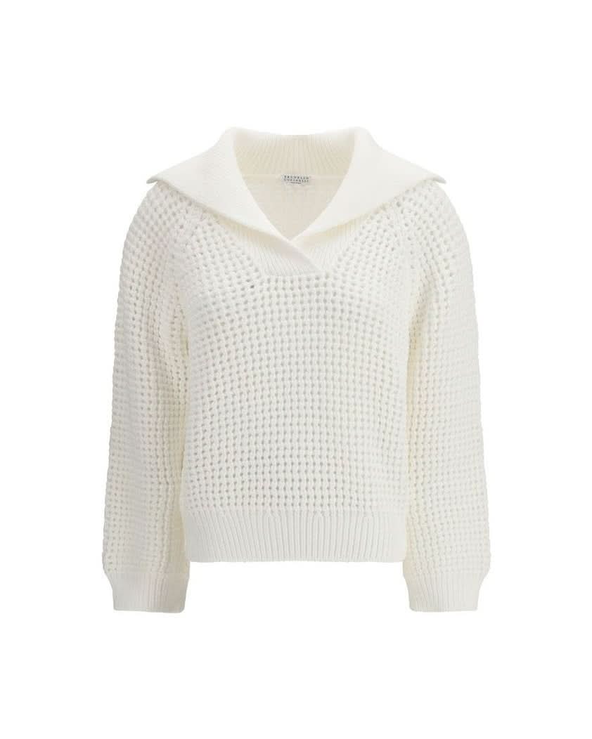 Brunello Cucinelli White Cotton Sweatshirt