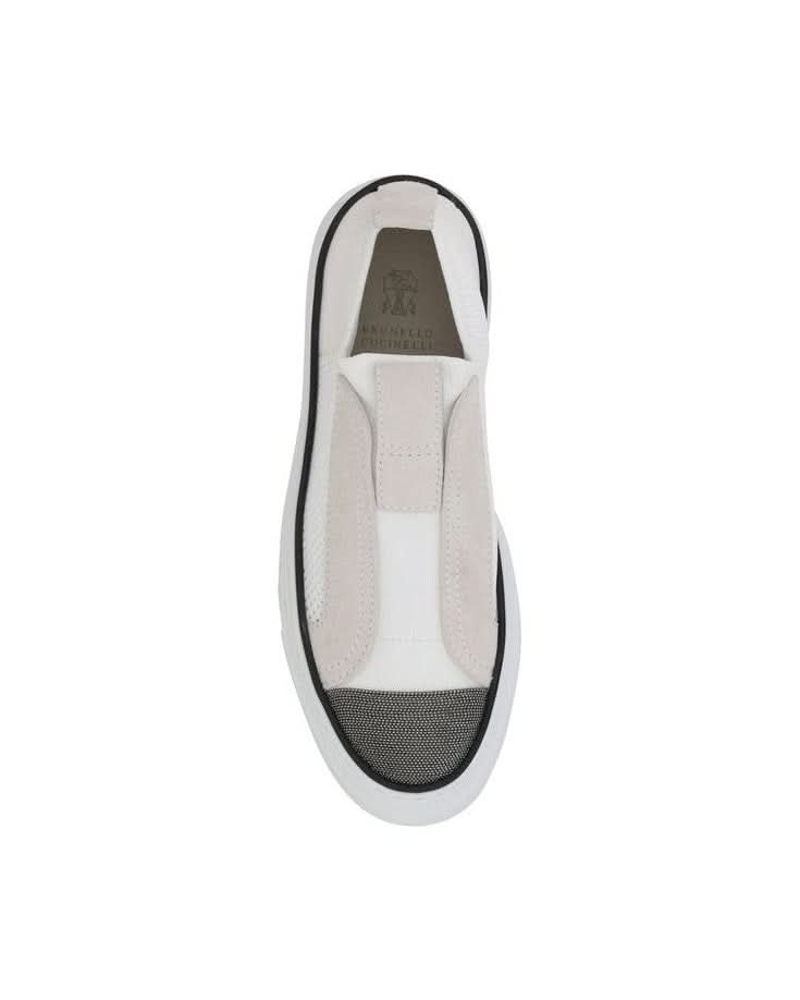 Brunello Cucinelli White Nylon Low Top Sneakers
