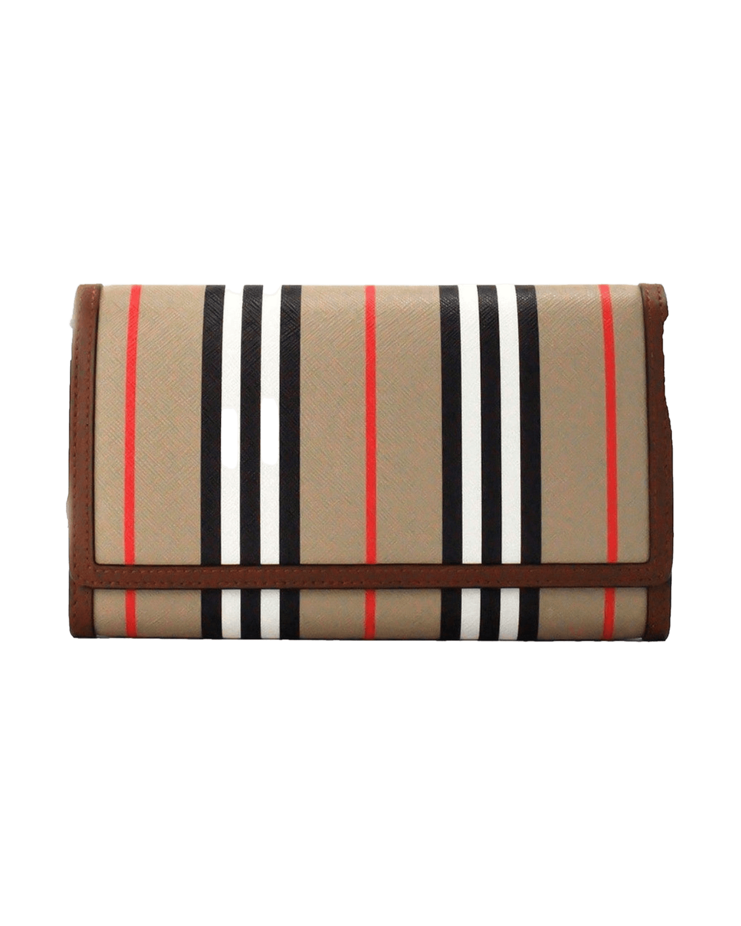 Burberry Hannah Icon Stripe Archive Tan E-Canvas Leather Wallet Crossbody Bag Glam Steals