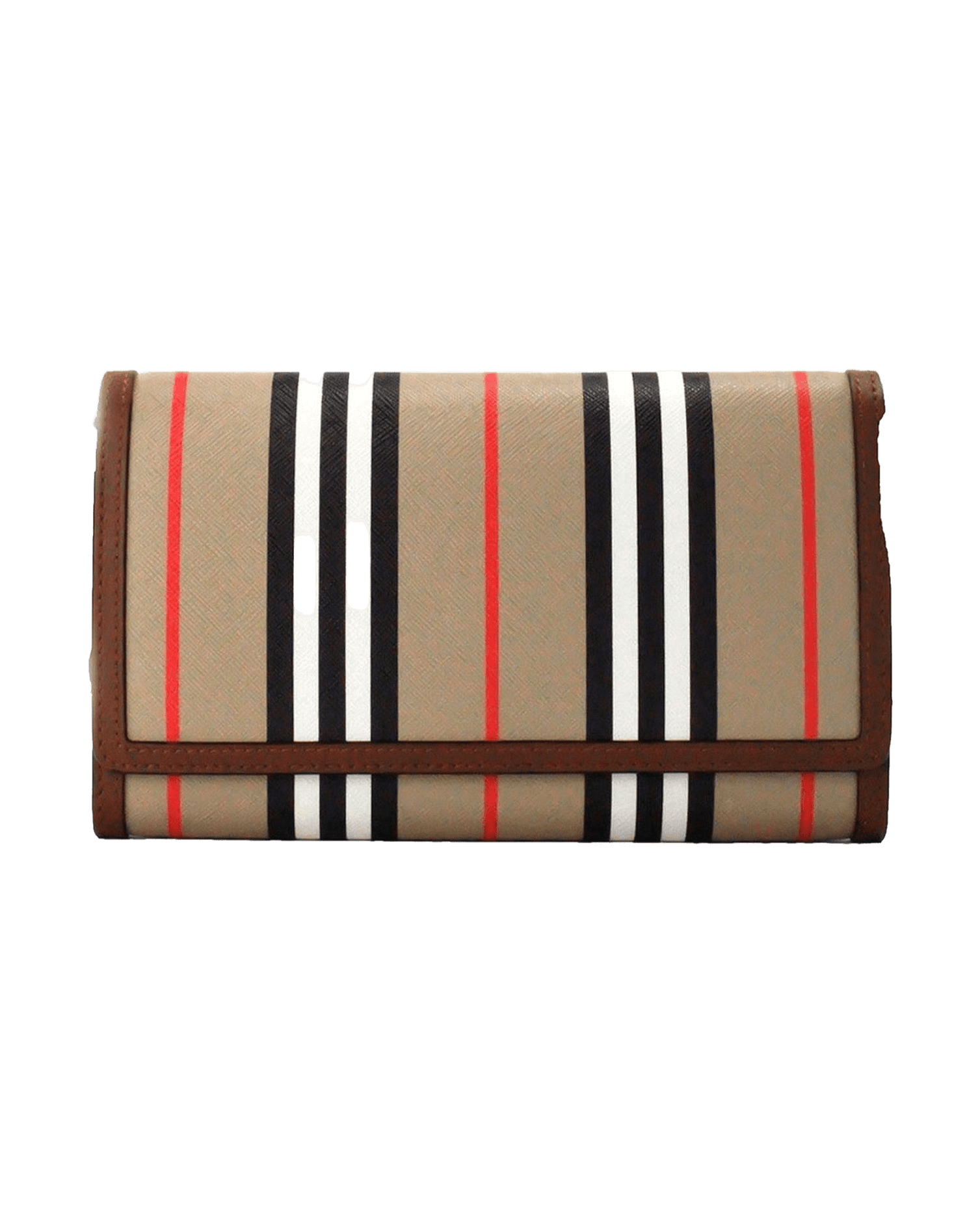 Burberry Hannah Icon Stripe Archive Tan E-Canvas Leather Wallet Crossbody Bag Glam Steals