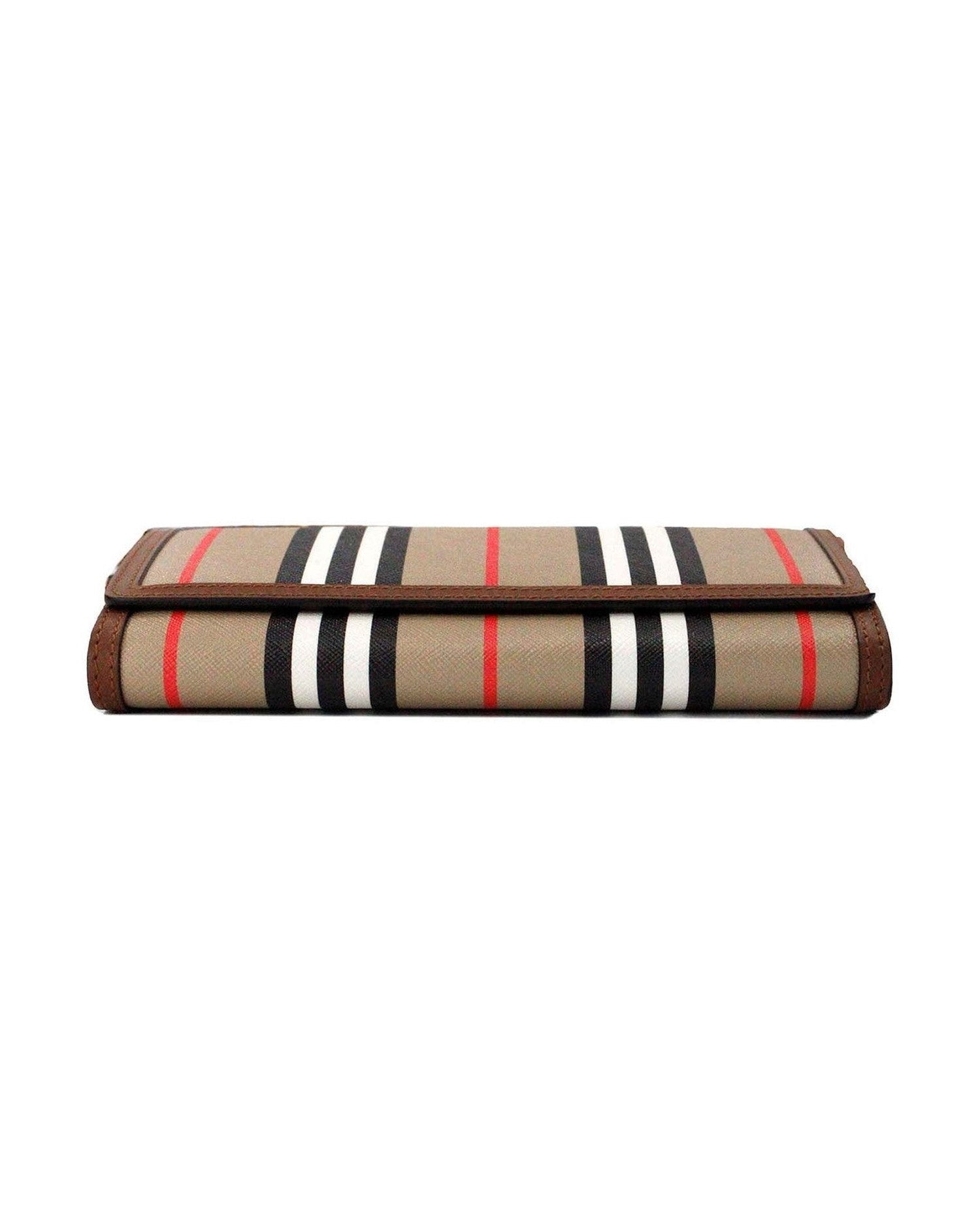 Burberry Hannah Icon Stripe Archive Tan E-Canvas Leather Wallet Crossbody Bag Glam Steals