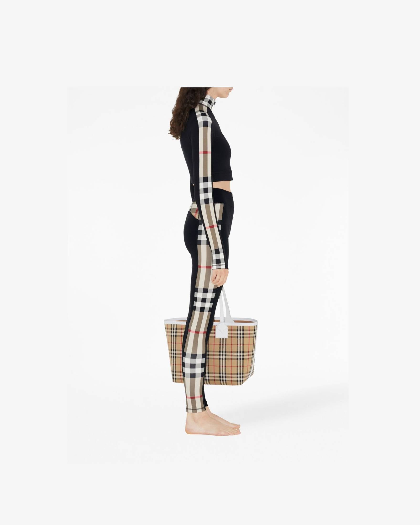 Burberry Jersey Stretch Cropped Sweater with Check Trim Glam Steals