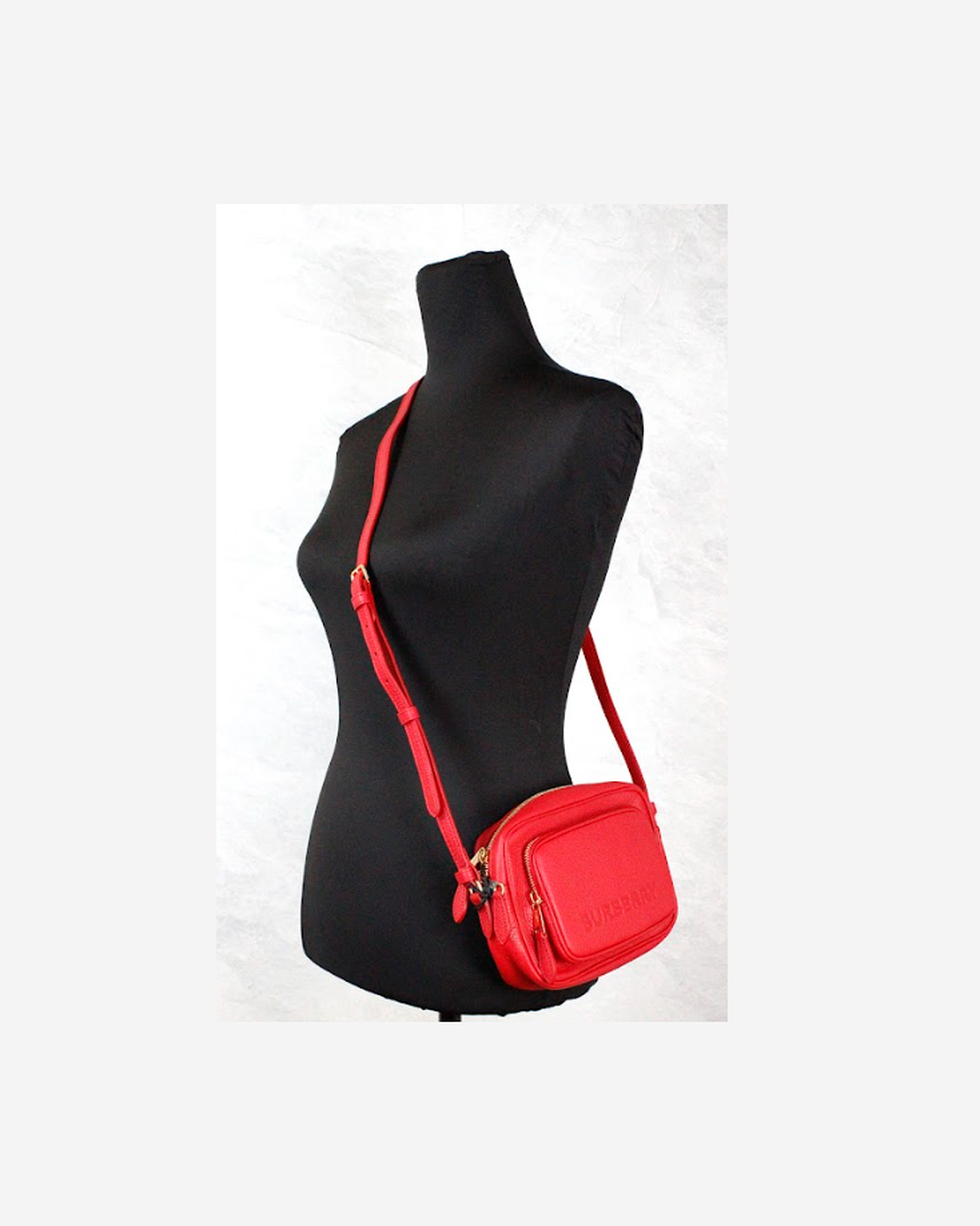 Burberry Small Branded Bright Grainy Leather Camera Crossbody Red Bag Glam Steals