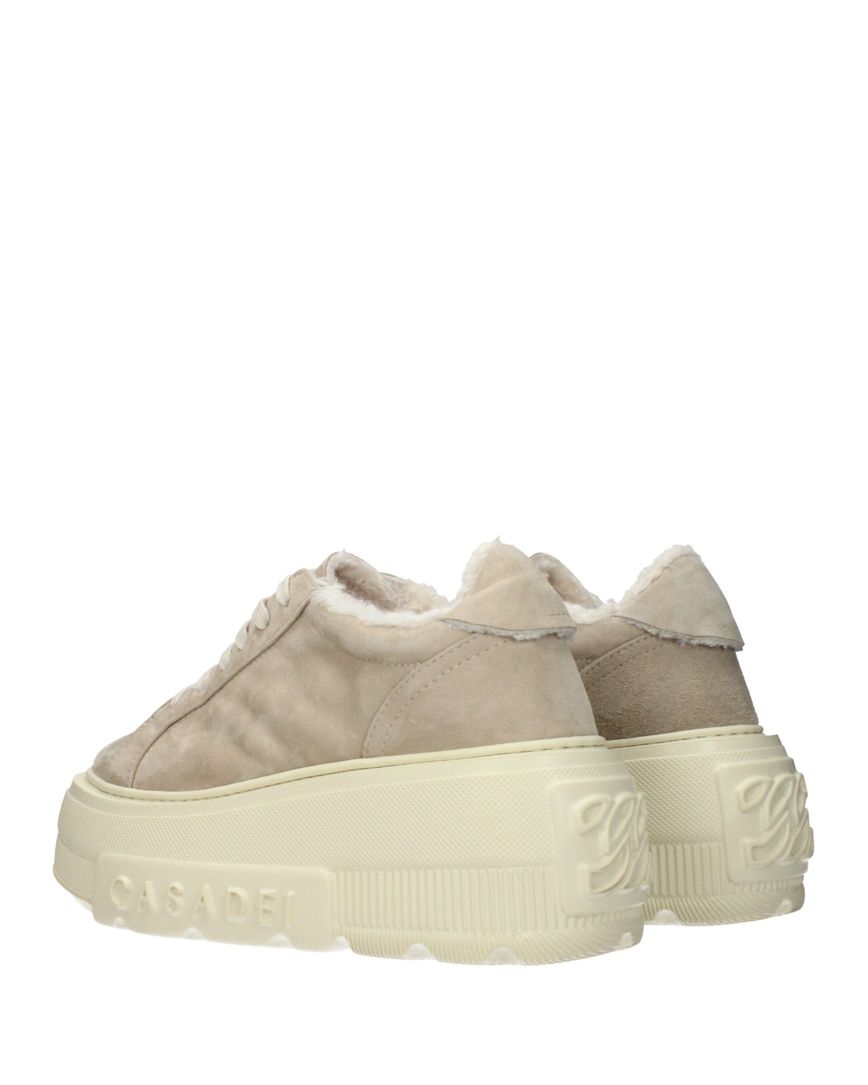 Casadei Beige Leather Chunky Sneakers