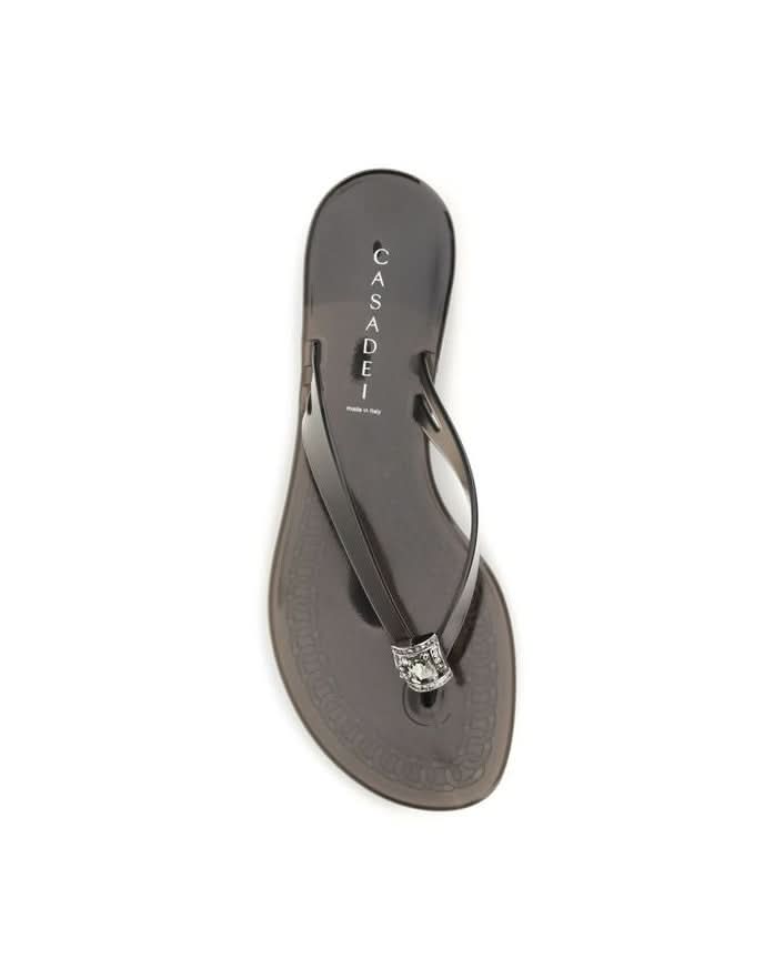 Casadei Black Polyurethane Flat Sandals