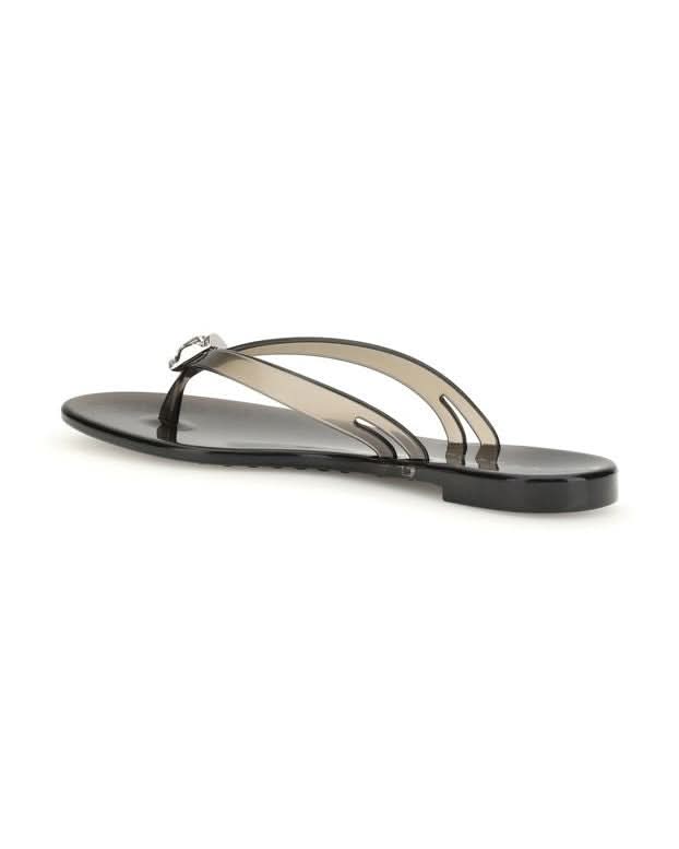 Casadei Black Polyurethane Flat Sandals