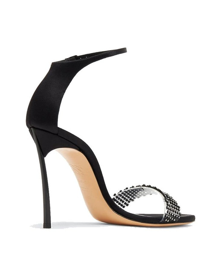 Casadei Black Silk Stiletto Heel Sandals Glam Steals
