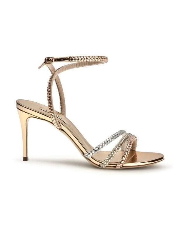 Casadei Gold Calf Leather Bos Taurus Stiletto Heel