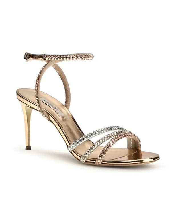 Casadei Gold Calf Leather Bos Taurus Stiletto Heel