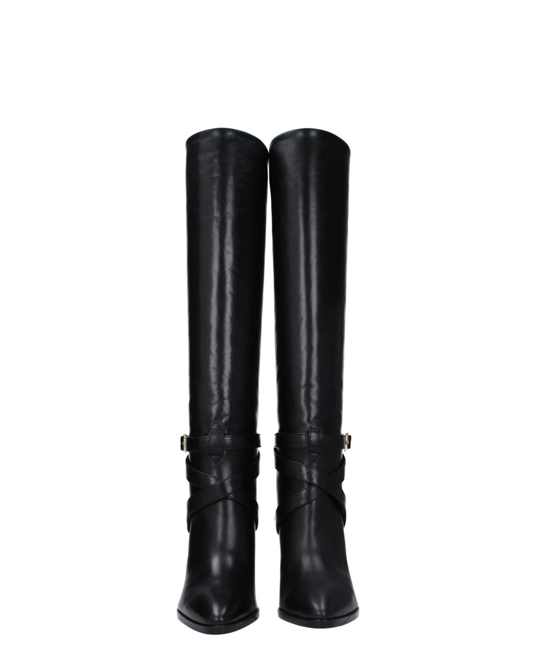 Celine Black Leather High Heel Boots Boots