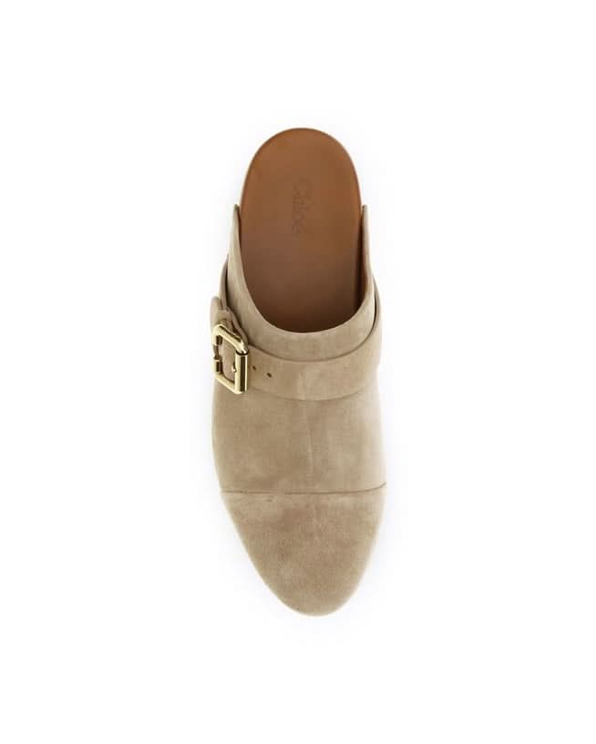 Chloé Beige Calf Leather Bos Taurus Clogs Flats