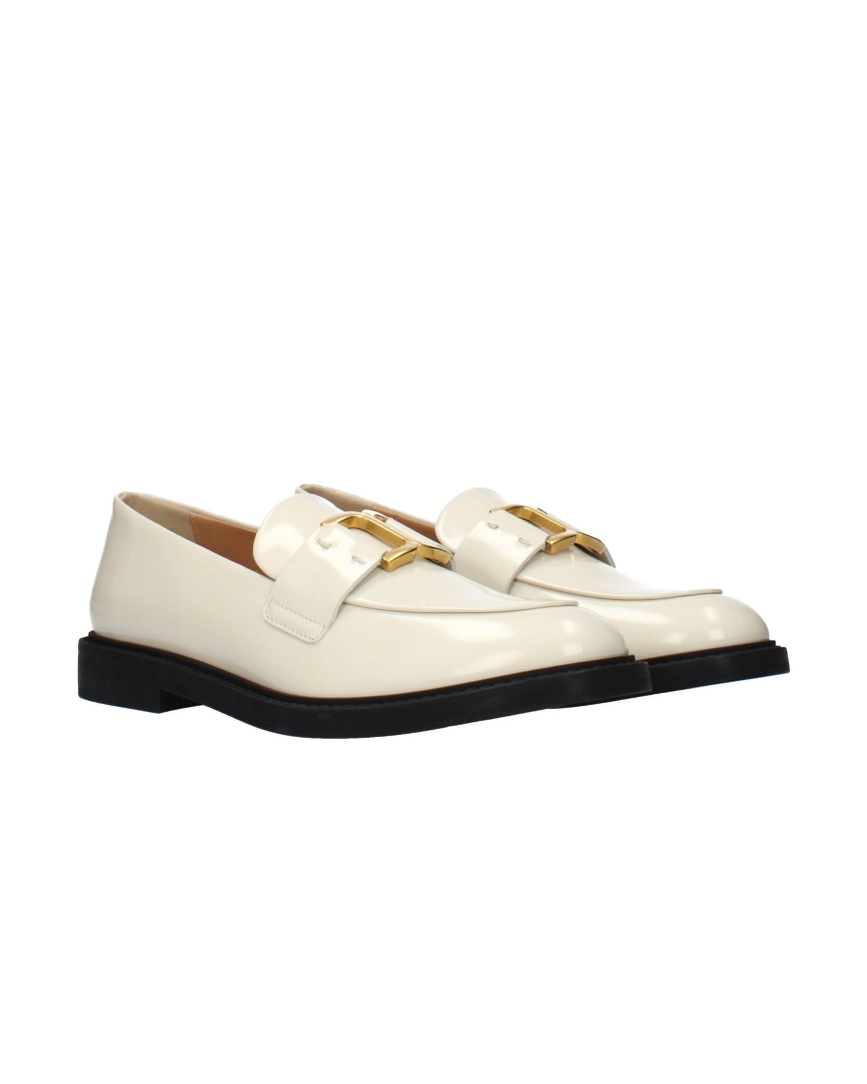 Chloé Beige Leather Slip On Loafers Flats