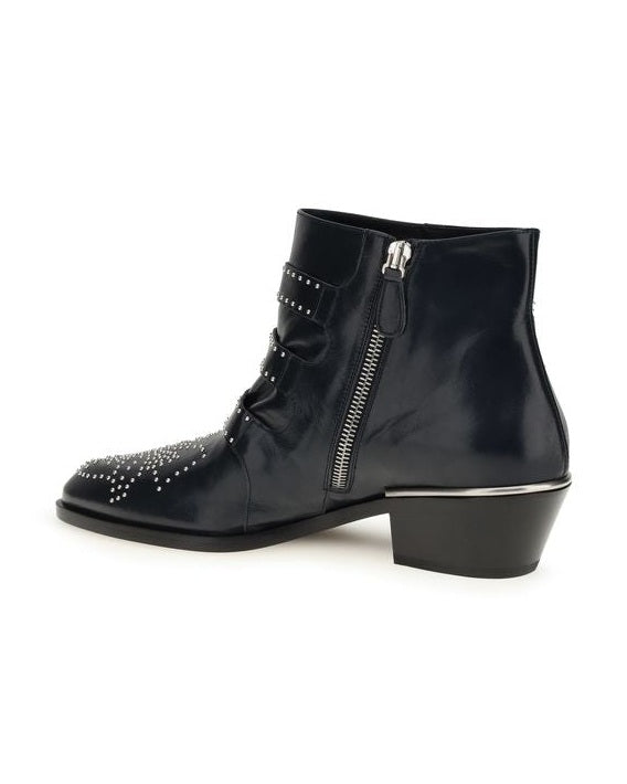 Chloé Black Calf Leather Bos Taurus Lace Up Boots Glam Steals