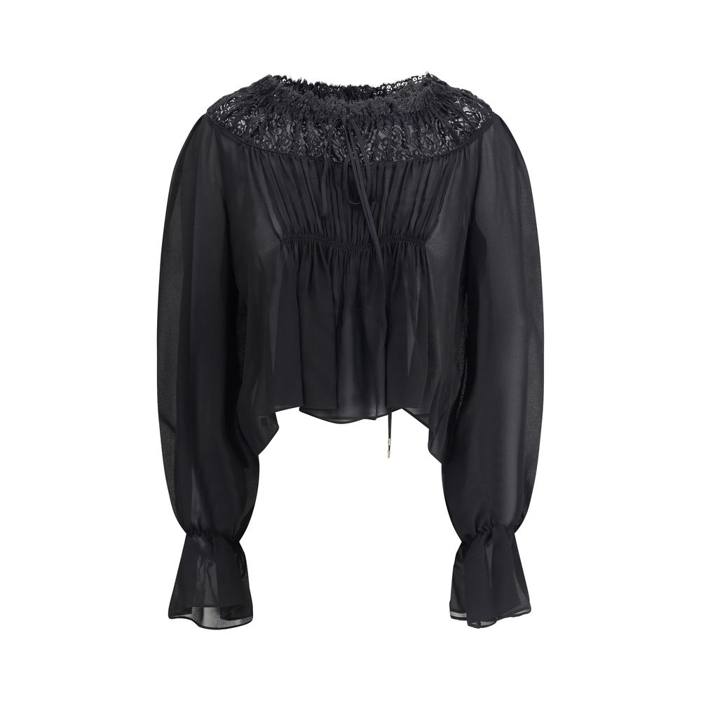 Chloé Silk Georgette And Lace Top Glam Steals