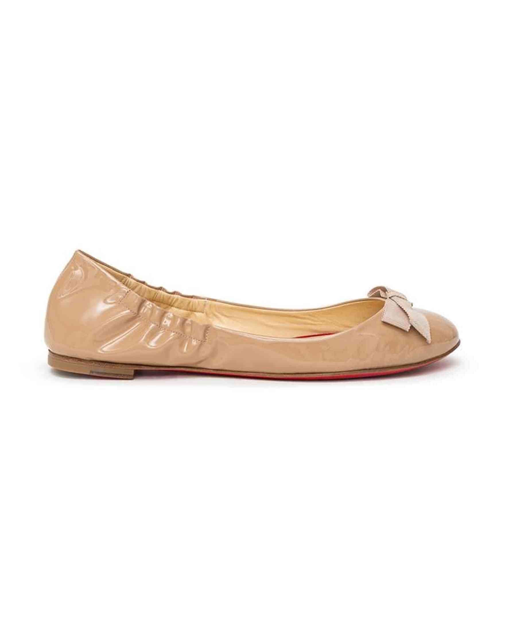 Christian Louboutin Beige Leather Patent Flat Shoe Glam Steals