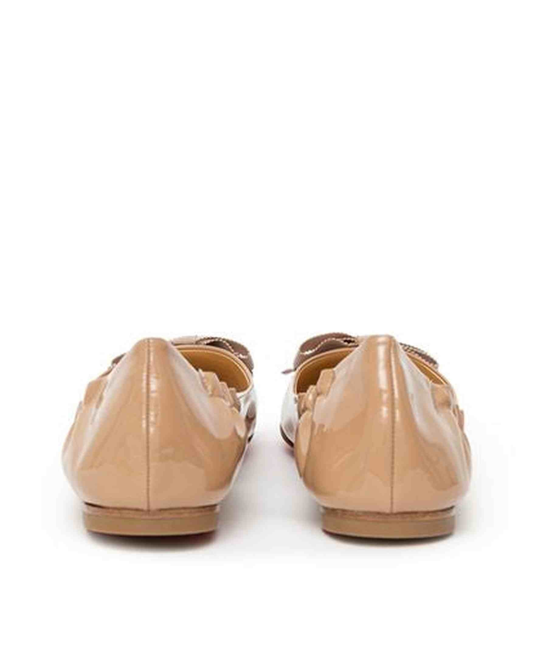 Christian Louboutin Beige Leather Patent Flat Shoe Glam Steals