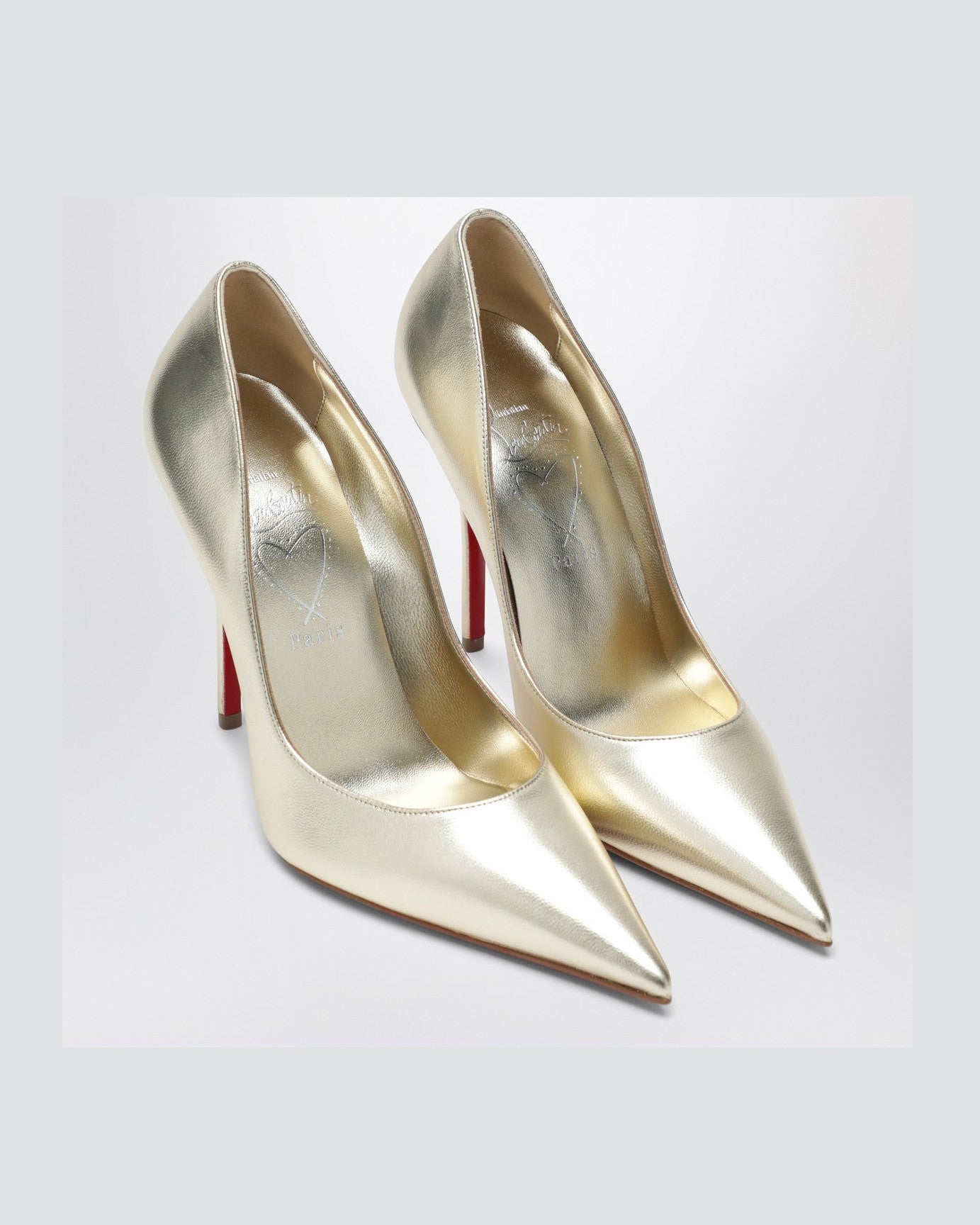 Christian Louboutin Silver Leather Miss Z Pumps in Laminated Nappa Glam Steals