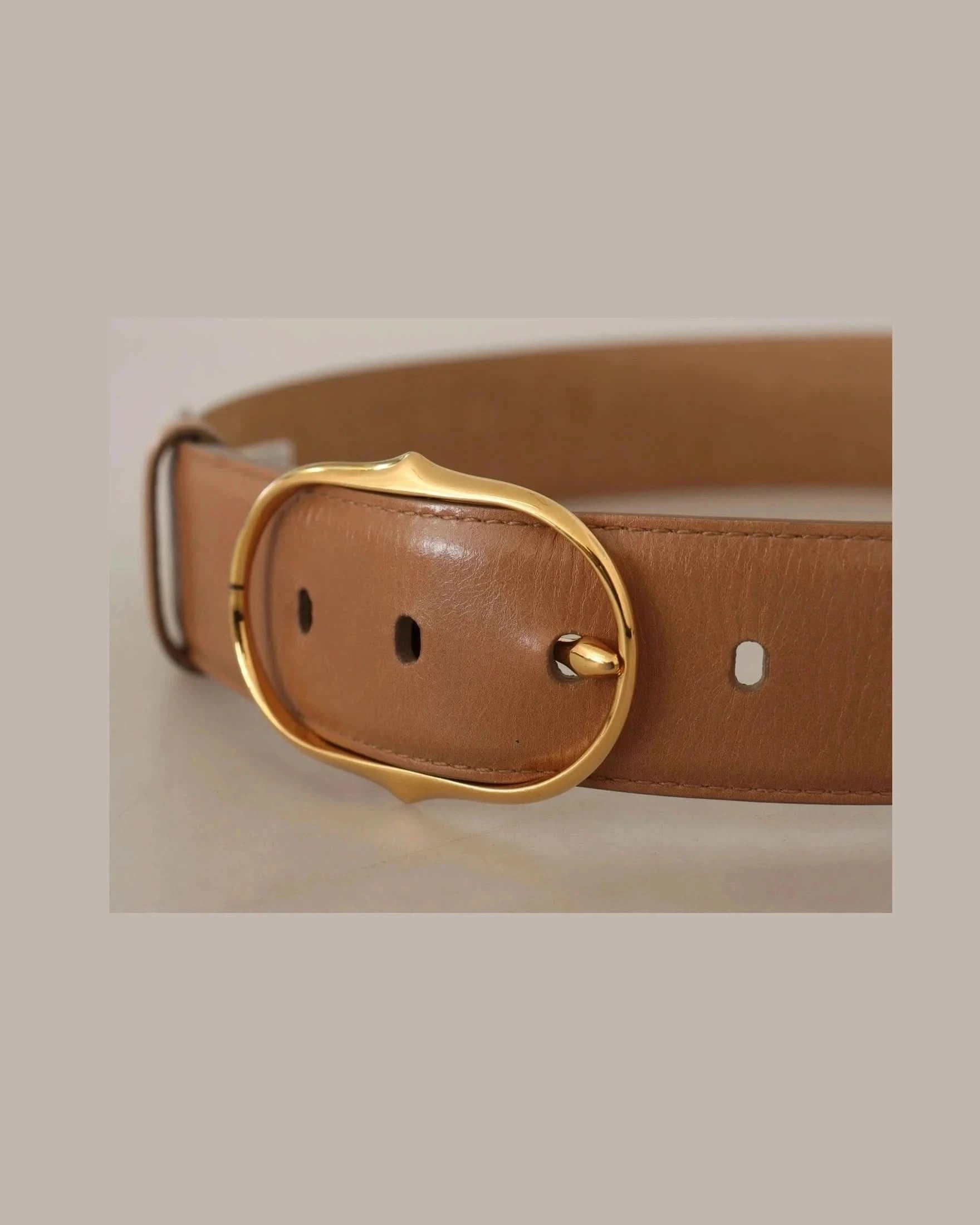 Costume National Brown Leather Metal Oval Buckle Belt Belts