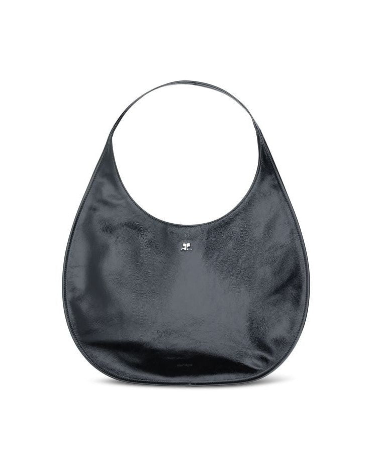 Courrèges Black Calf Leather Bos Taurus Shoulder Bag Shoulder Bags