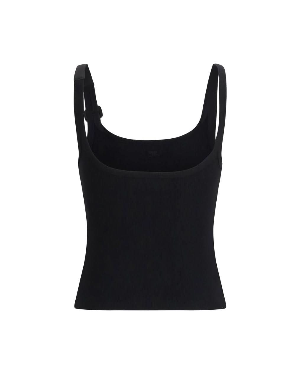Courrèges Black Cotton Top Tank Tops