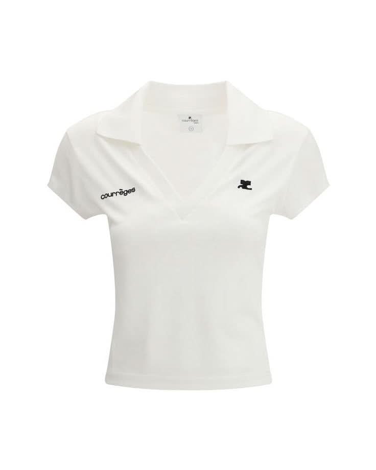 Courrèges White Cotton Polo Shirt Polos