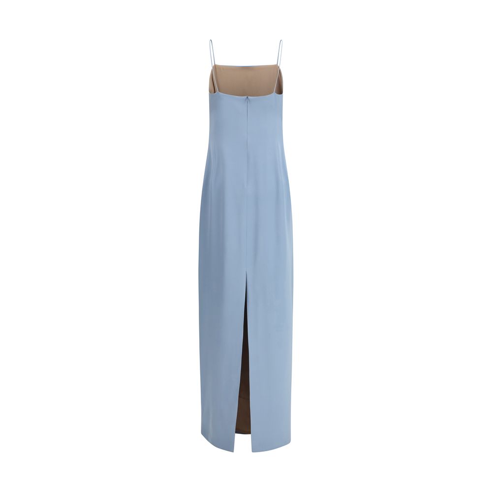 Di Stavnitser Light Blue Silk Long Dress Glam Steals