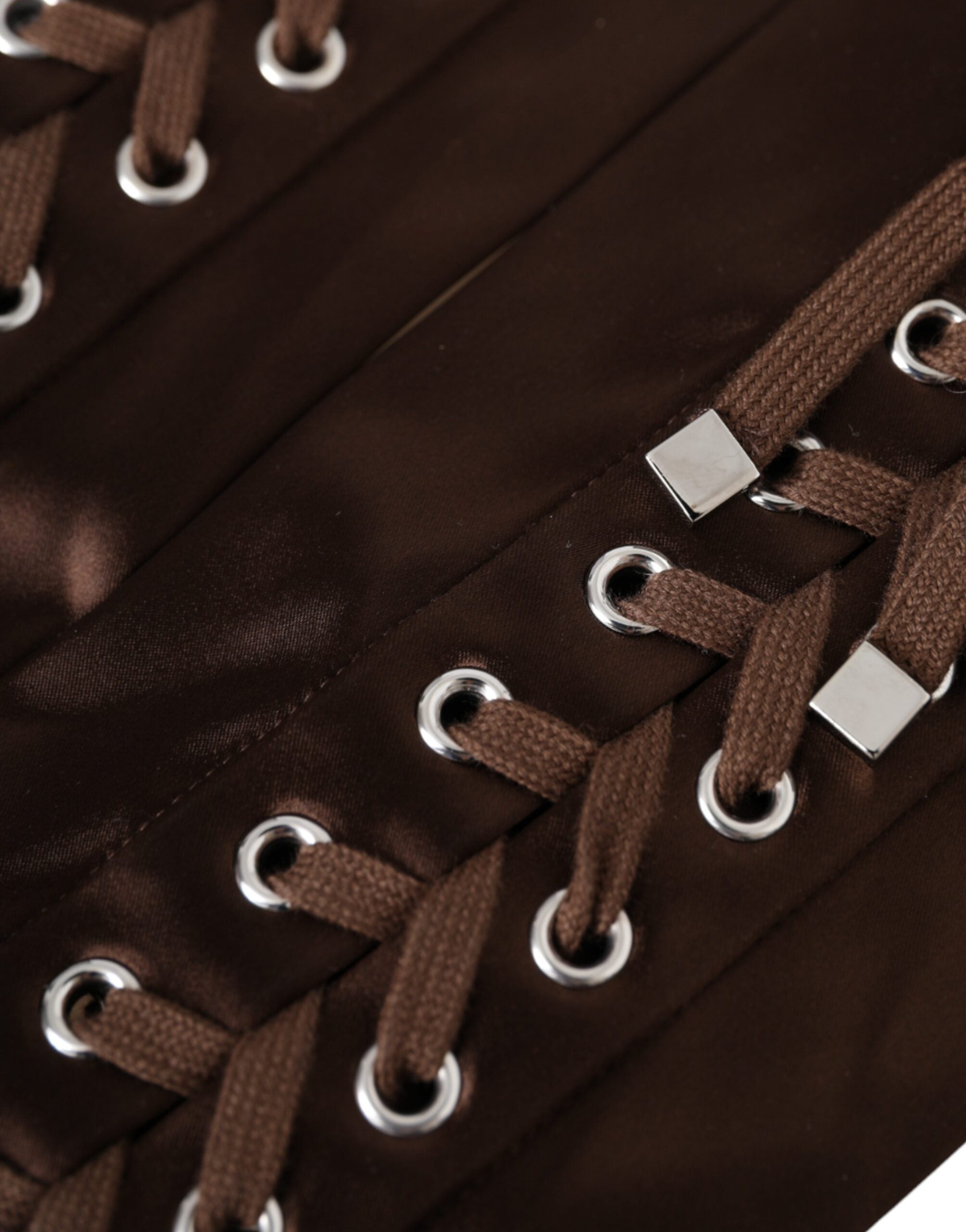 Dolce & Gabbana Acetate Lace Up Fingerless Brown Gloves Glam Steals