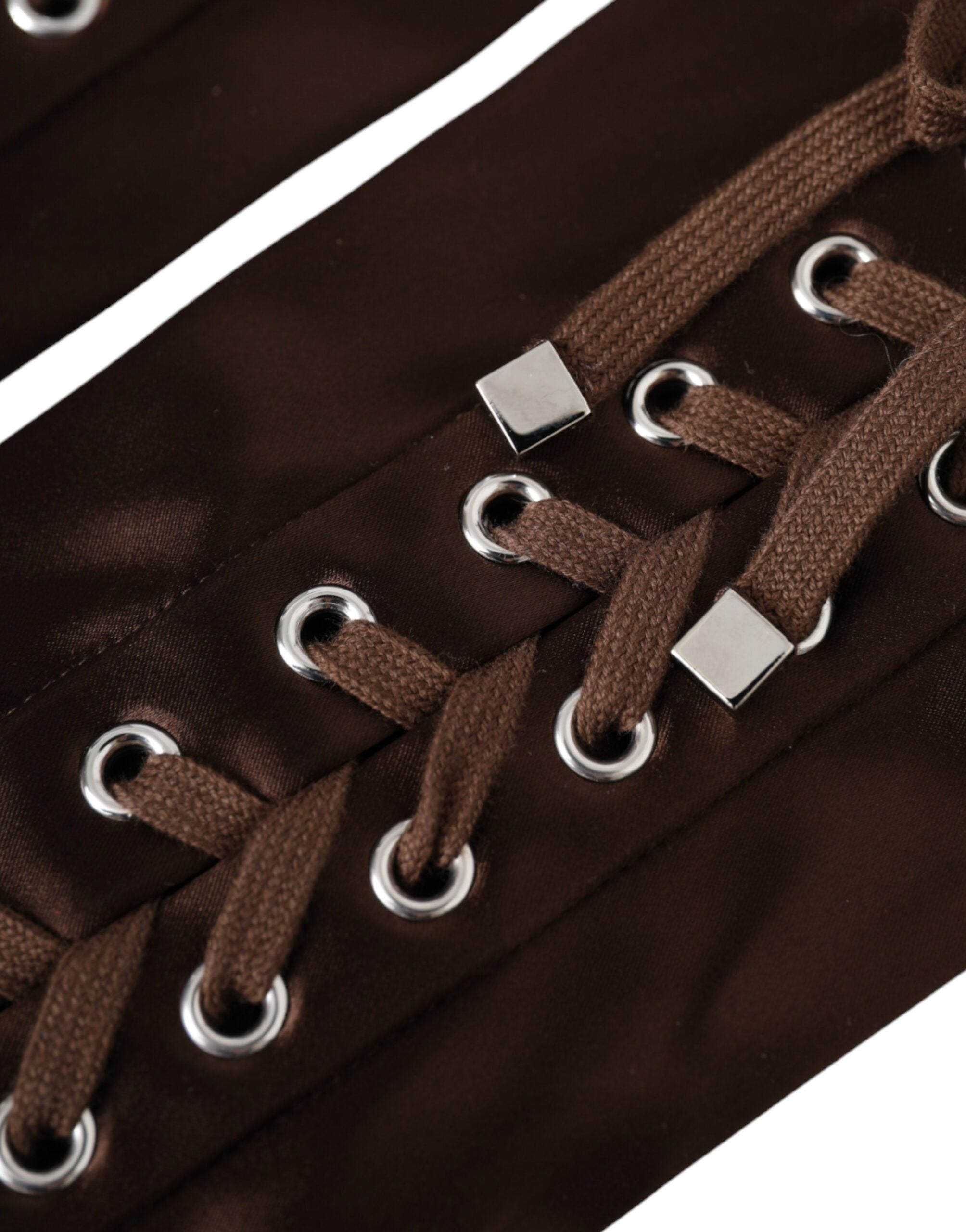 Dolce & Gabbana Acetate Lace Up Fingerless Brown Gloves Glam Steals