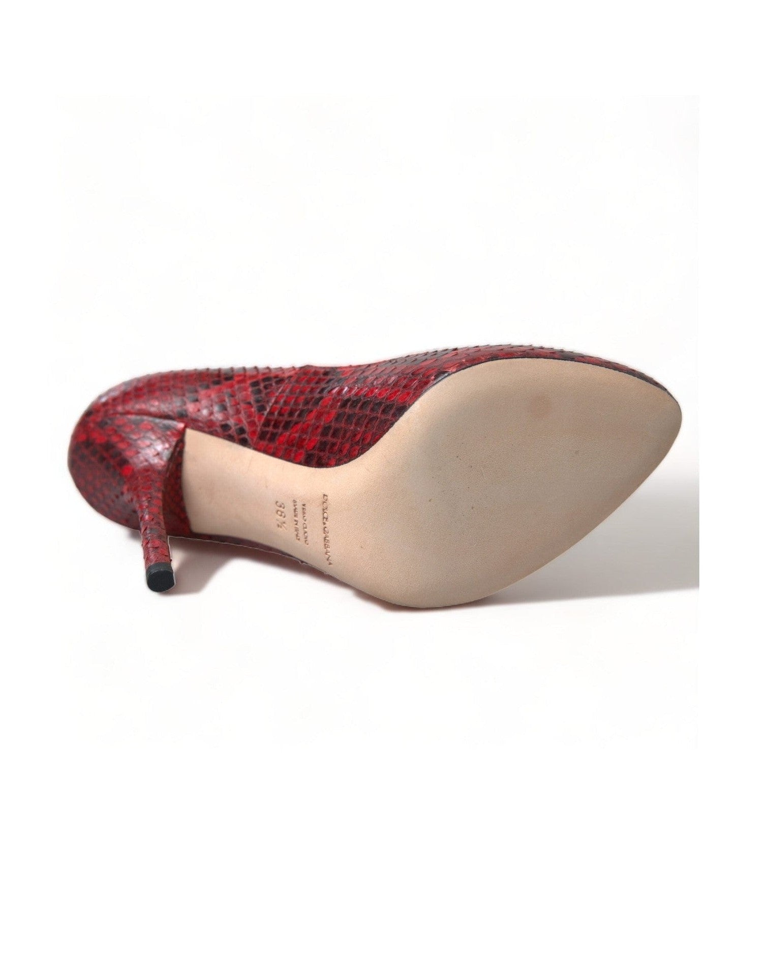 Dolce & Gabbana Almond Toe Snakeskin Pumps With Lace Red Socks Glam Steals