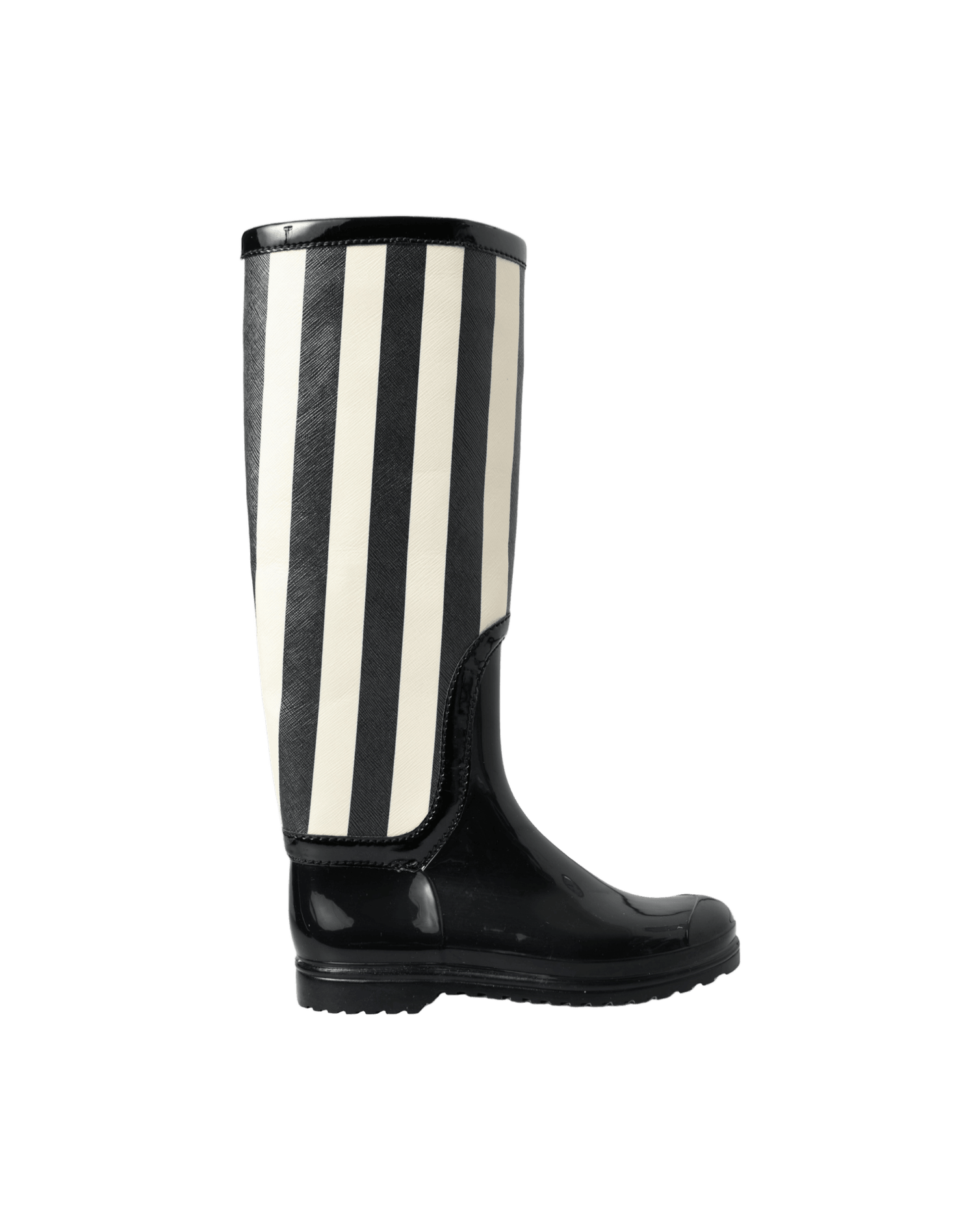 Dolce & Gabbana Black Striped Knee High Boots Boots
