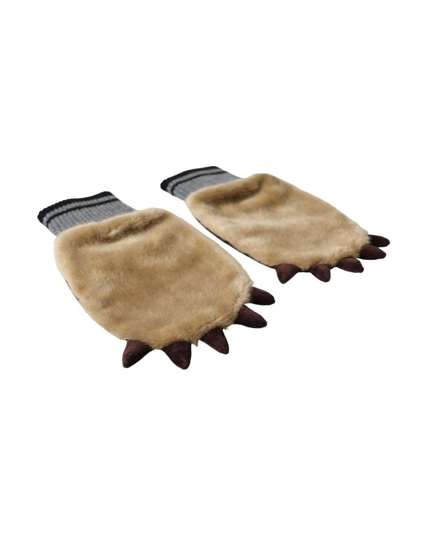 Dolce & Gabbana Beige Acrylic Knitted Fur Wrist Mitten Gloves Gloves & Mittens