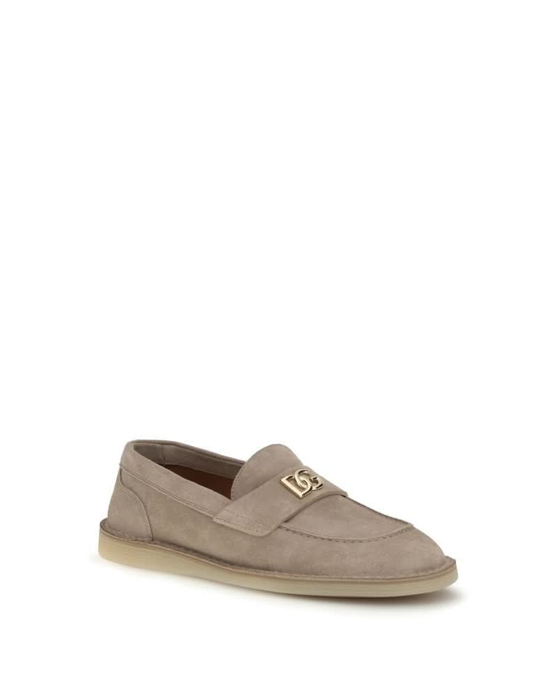 Dolce & Gabbana Beige Calf Leather Bos Taurus Slip On Loafers