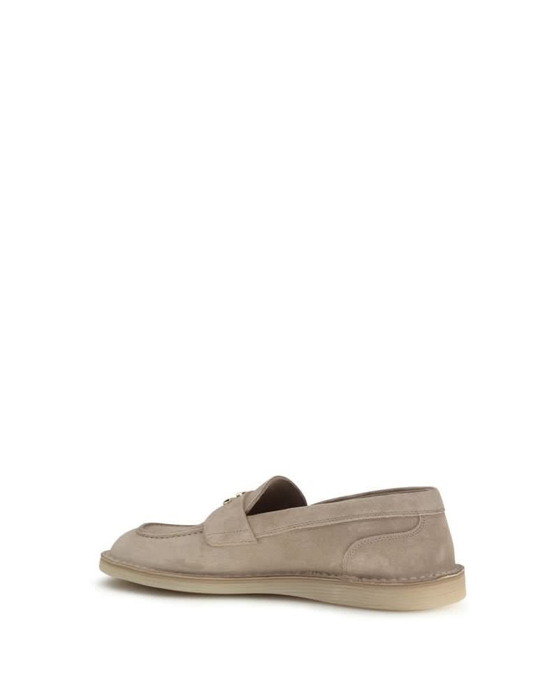 Dolce & Gabbana Beige Calf Leather Bos Taurus Slip On Loafers
