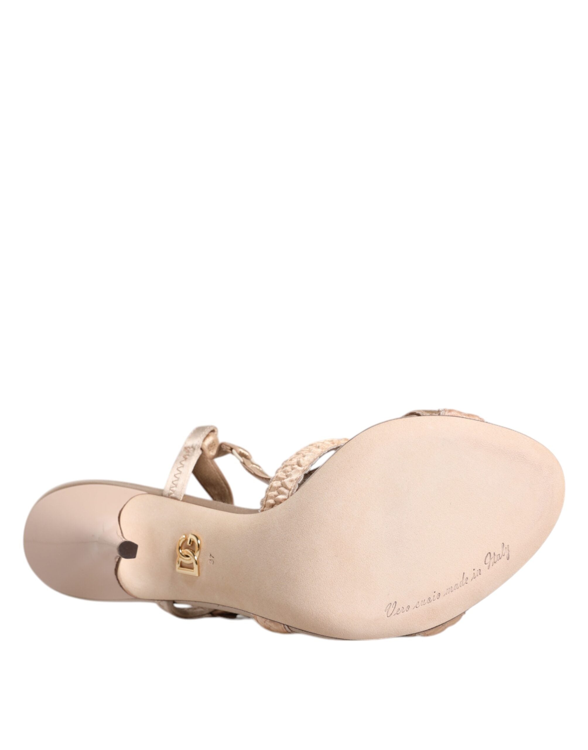 Dolce & Gabbana Beige Keira Slingback Heels Sandals Shoes Glam Steals