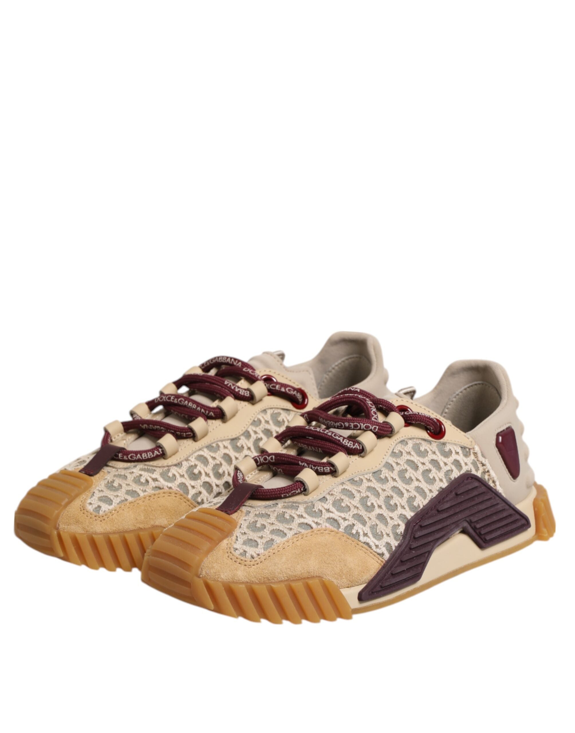 Dolce & Gabbana Beige Lace Neoprene Dg Logo Ns1 Sneakers Shoes Glam Steals